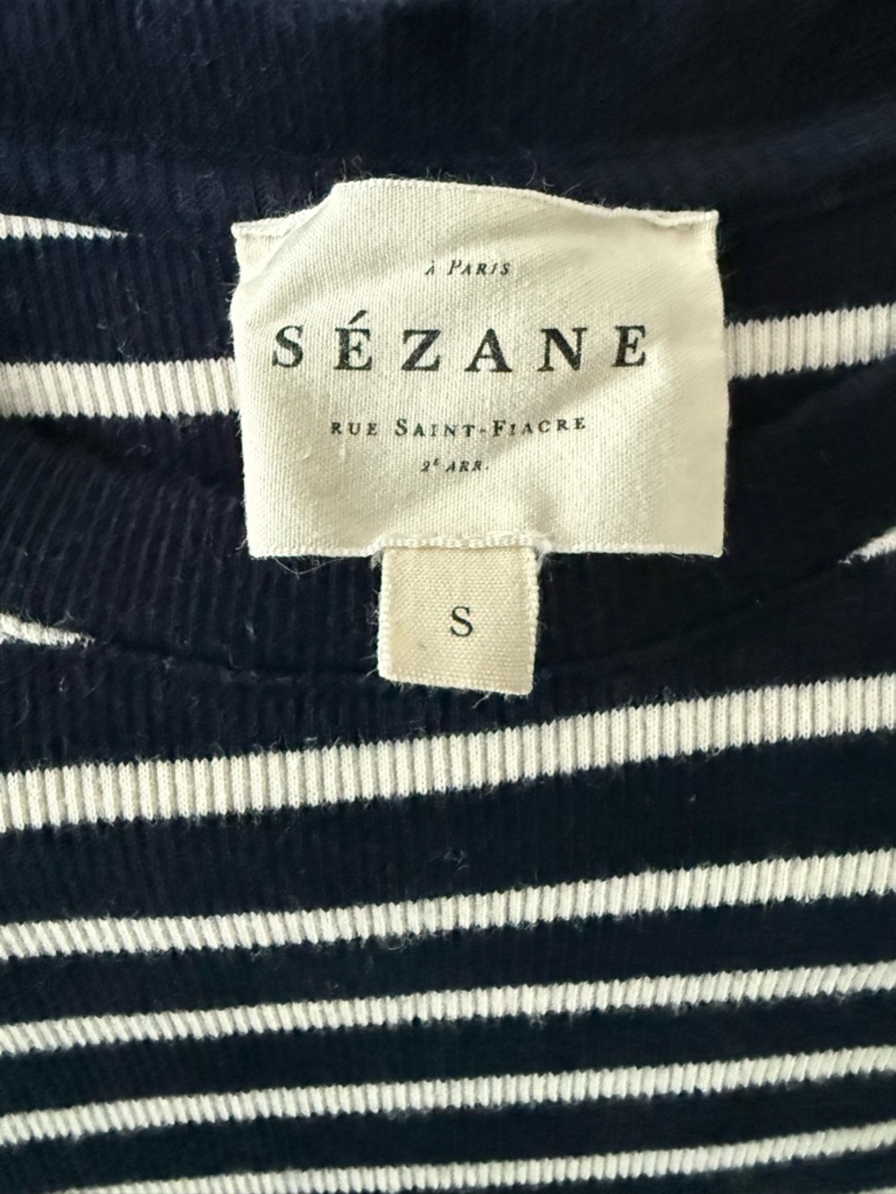 Sezane Camil Striped Navy and White Knit Tee - Picture 3 of 3
